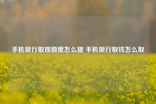 手机银行取现额度怎么提 手机银行取钱怎么取